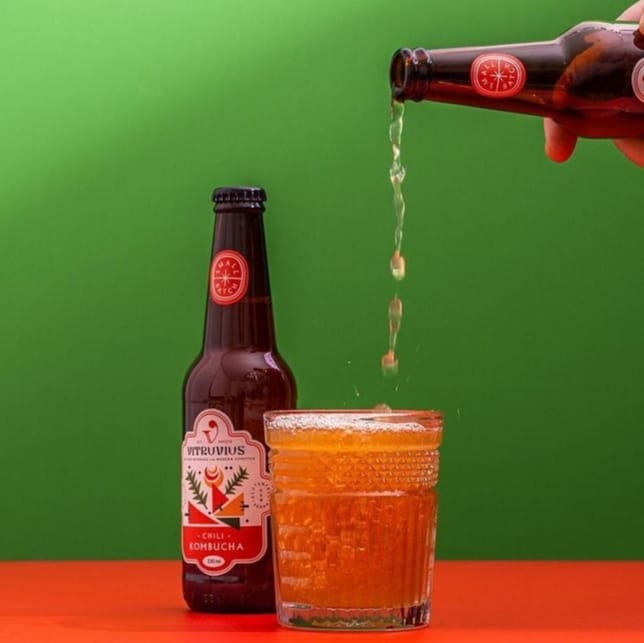 Red yuzu, ginger and lavender kombucha