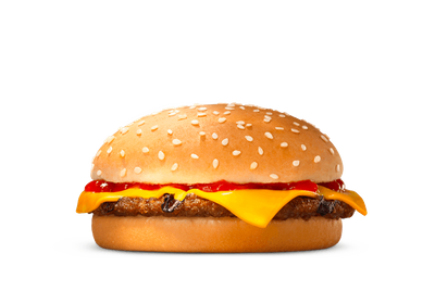 Cheeseburger menu with chips and a cold drink – full