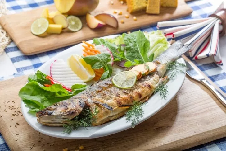 Grilled sea bass