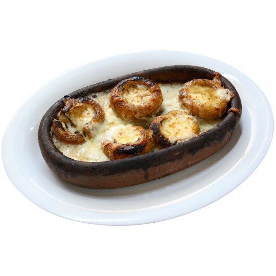 Mushrooms with Kaşar Cheese in a Tile Dish