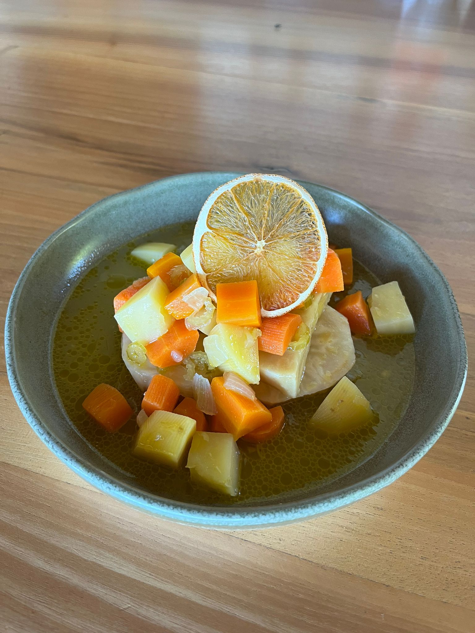 Celery root in olive oil with orange sauce